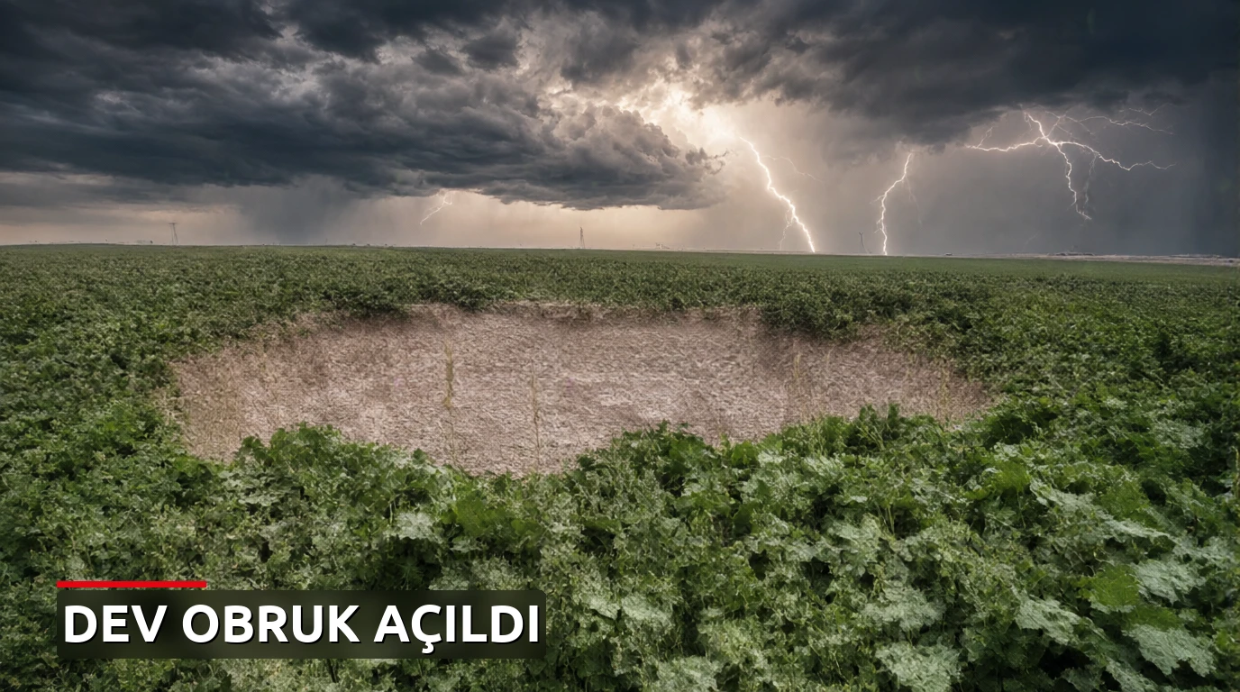 Konya Karapınar'da dev obruk açıldı: 15 metre çapında, 8 metre derinliğinde!