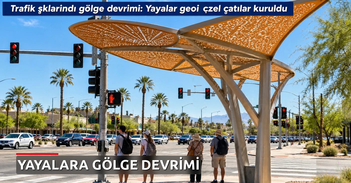 Trafik ışıklarında gölge devrimi: Yayalar için özel çatılar kuruldu