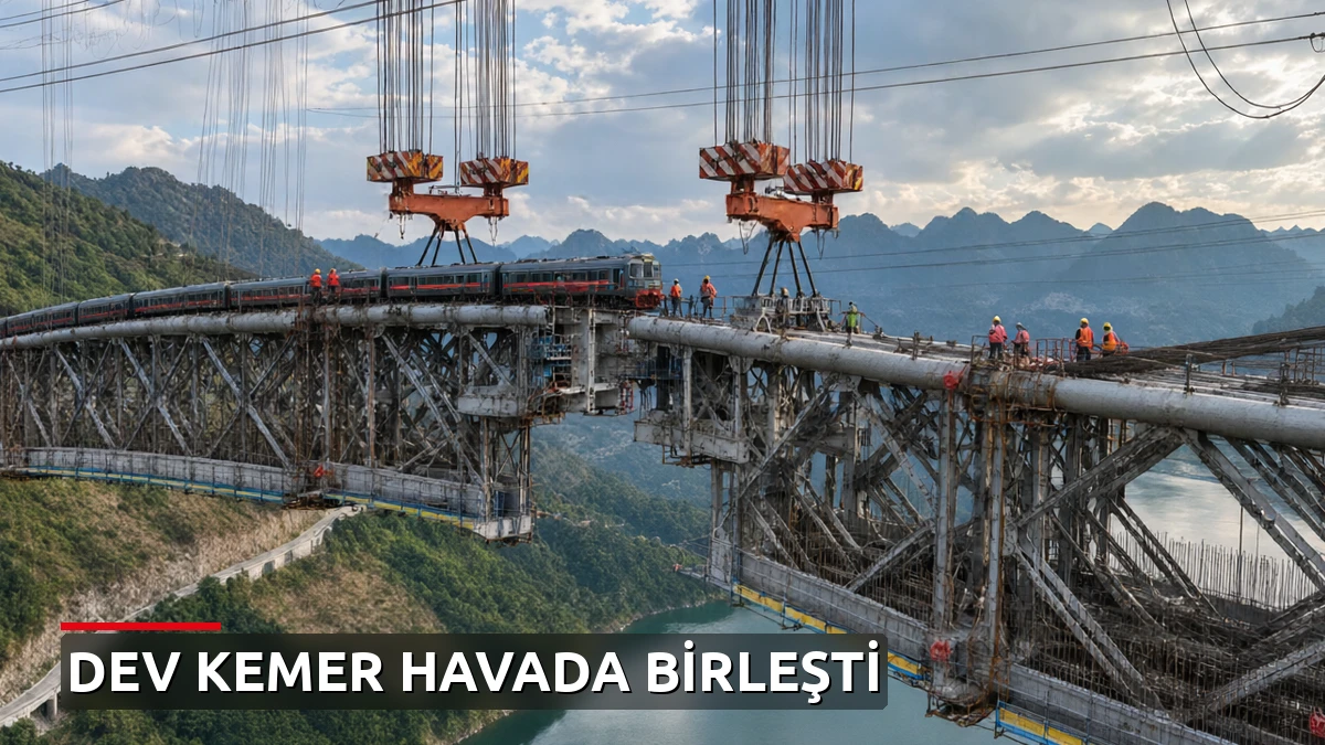 570 metrelik dev kemer havada birleştirildi: Üzerinden trenler geçecek