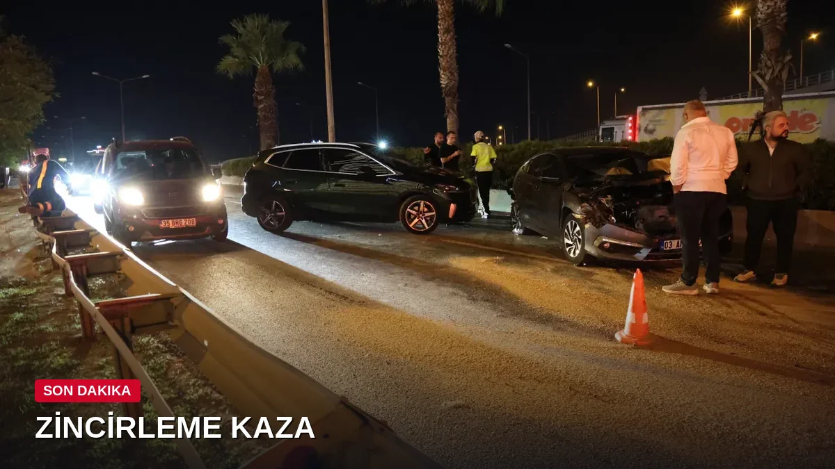 İzmir'de zincirleme trafik kazası: 7 otomobil ve 1 motosiklet çarpıştı, 4 kişi yaralandı